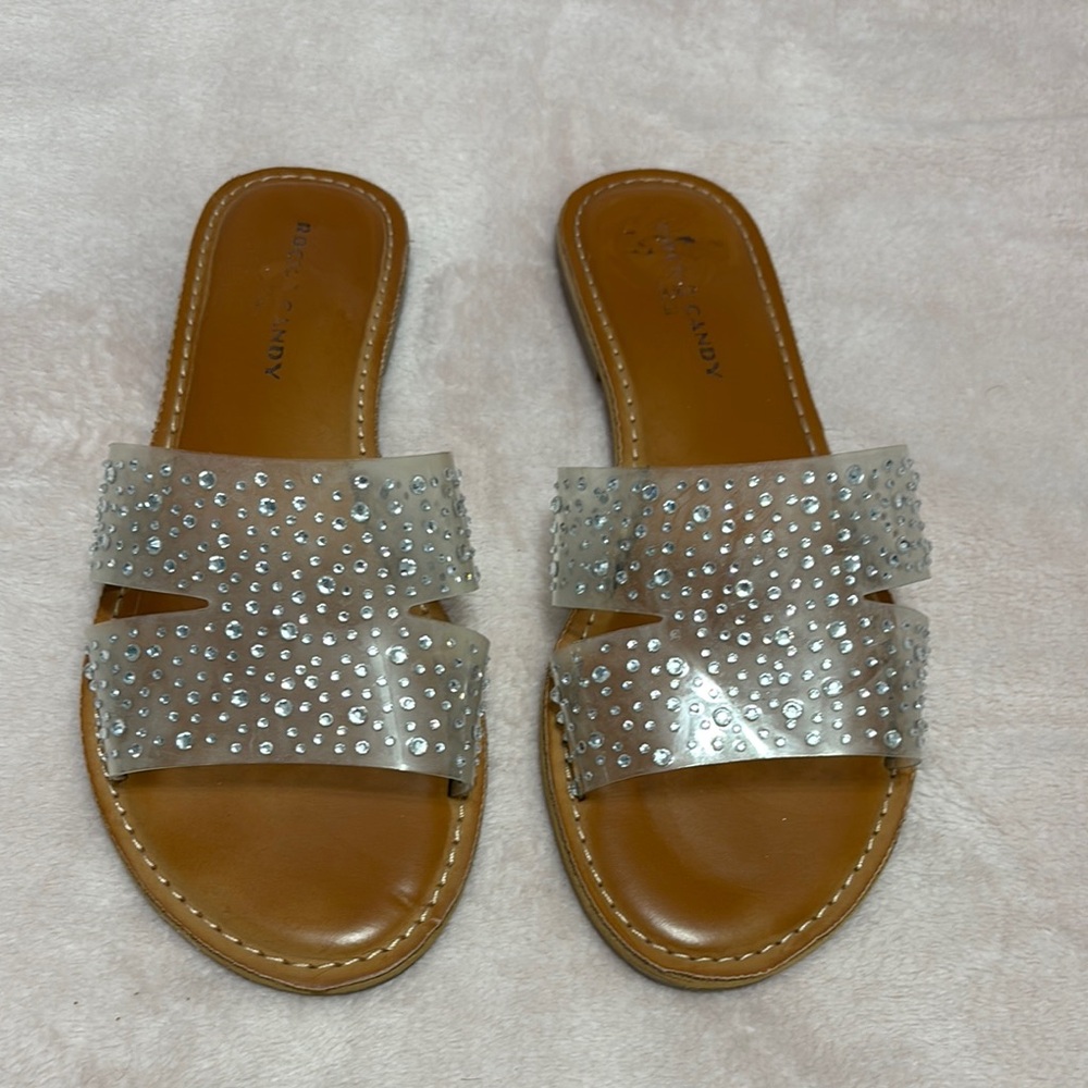 Rock & Candy Silver and Brown Sandals with Sparkling Strap